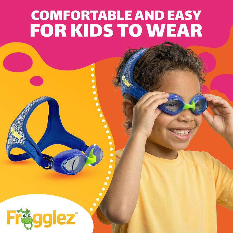 Frogglez Anti-Fog Swimming Goggles for Kids under 10 (Ages 3-10) Recommended by Parents Premium Pain-Free Strap
