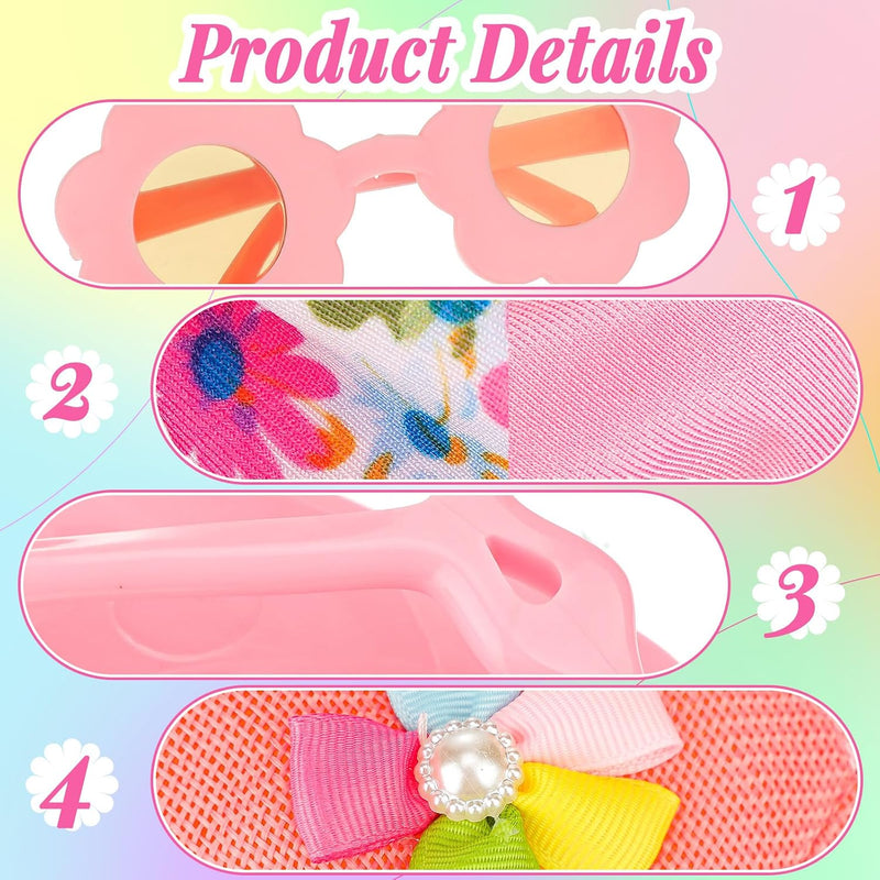 Kajaia 8 Pcs 18 Inch Doll Clothes and Accessories Summer Dolls Swimsuits Beach Playsets Include Doll Swimsuit Bikini Dress Flip Flops Hat Sunglasses Handbag Swim Accessories for 18 Inch Girl Dolls