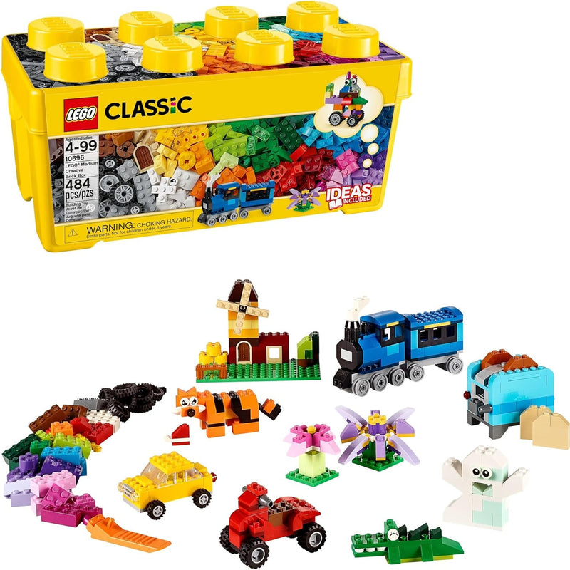LEGO Classic Creative Brick Box 10696 Building Toy Set - 35 Colors, Storage, Train, Car, Tiger Figure, Ages 4-99