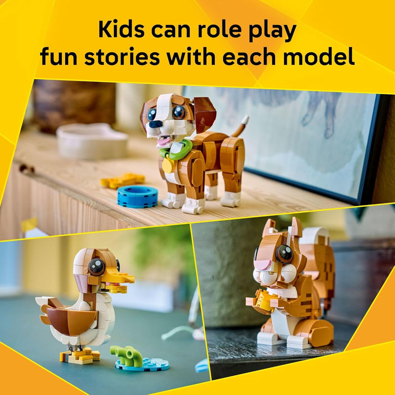 LEGO Creator 3-in-1 Cute Animals Building Toy for Kids and Girls Ages 8+ - Gift for Birthdays with Dog, Squirrel, or Duck Models