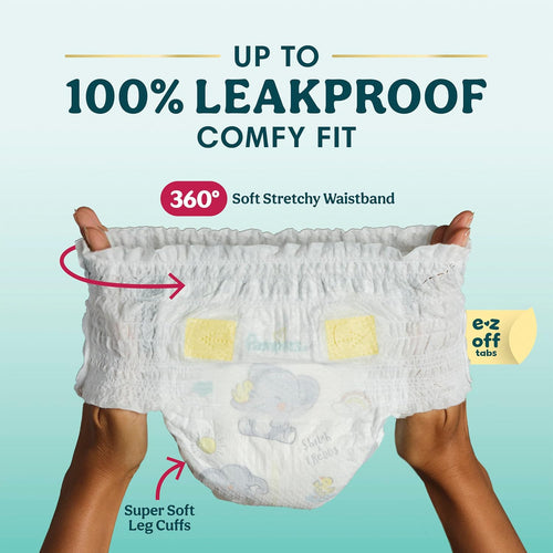 Pampers Diapers - Swaddlers 360° - Size 3, 70 Count, up to 100% Leakproof Comfy Dry Fit, Designed for Easy Changes, Pull On Baby Diaper (Packaging May Vary)