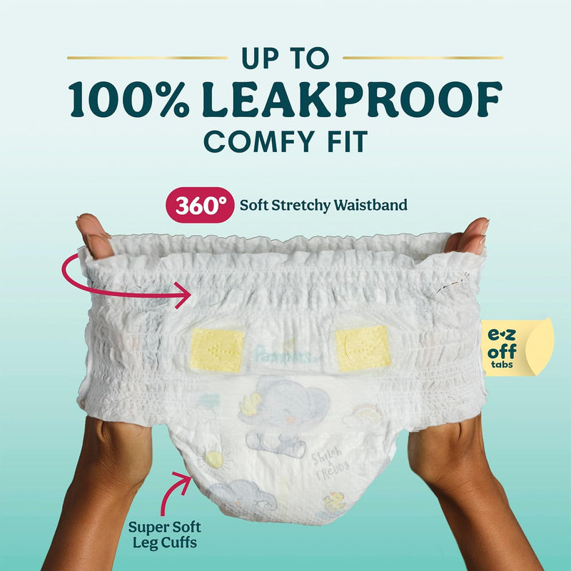 Pampers Diapers - Swaddlers 360° - Size 3, 70 Count, up to 100% Leakproof Comfy Dry Fit, Designed for Easy Changes, Pull On Baby Diaper (Packaging May Vary)