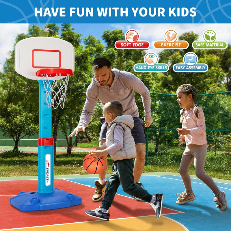 Adjustable Toddler Basketball Hoop Indoor for Kids Age 1-3 with 3 Balls and Mini Basketball Hoop