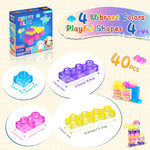JOY SPOT! 40 PCS Sensory Soft Building Blocks for Toddlers, Kids Montessori Squishy Stacking Toy Set,Squeezable & Stretchable Early Learning Construction Playset,Puzzle Blocks for Creative Play