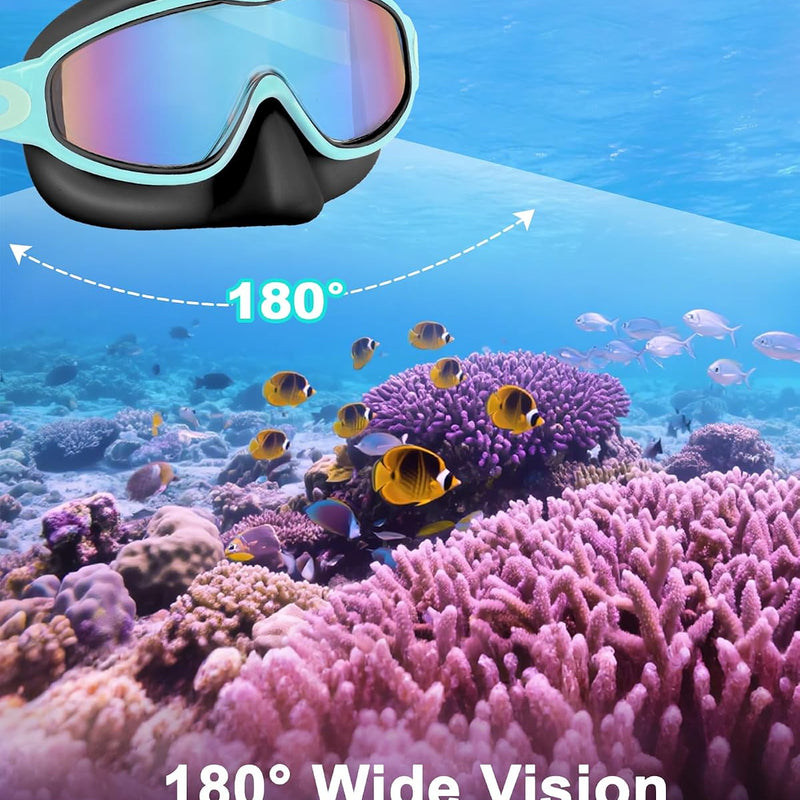 Keary 2 Pack Kids Swim Goggles with Nose Cover for 3-12 Anti-UV Anti-Fog Pool Water Swimming Goggles Boys Girls Youth Toddler