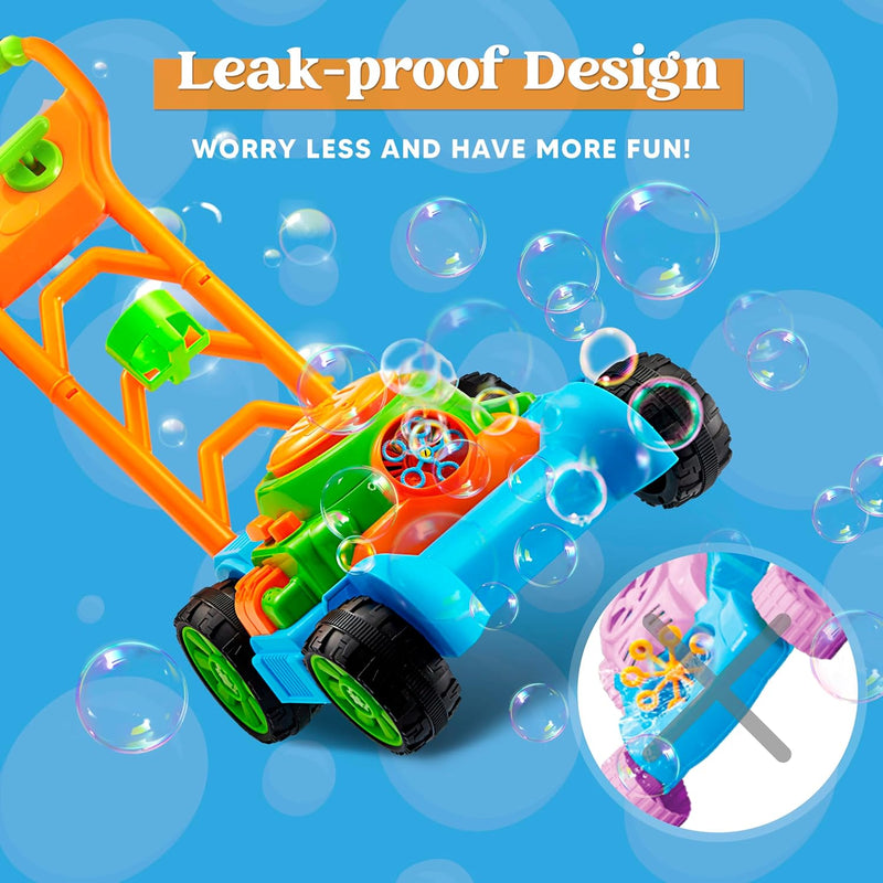 SLOOSH Bubble Lawn Mower Toddler Toy: Spill-Proof Bubble Machine for Indoor/Outdoor Play, Ages 1-3