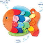 Melissa & Doug K's Kids Flip Fish Stuffed Animal and Baby Mirror for Tummy Time and Sensory Play, Soft and Safe for Infants 0-9 Months