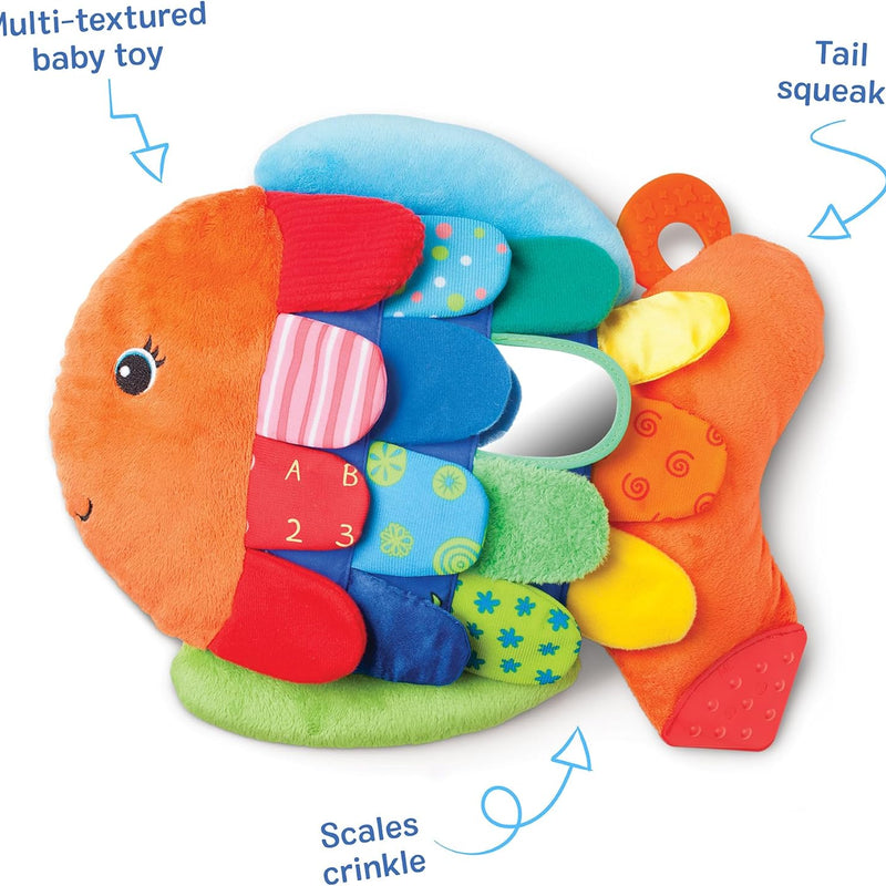 Melissa & Doug K's Kids Flip Fish Stuffed Animal and Baby Mirror for Tummy Time and Sensory Play, Soft and Safe for Infants 0-9 Months