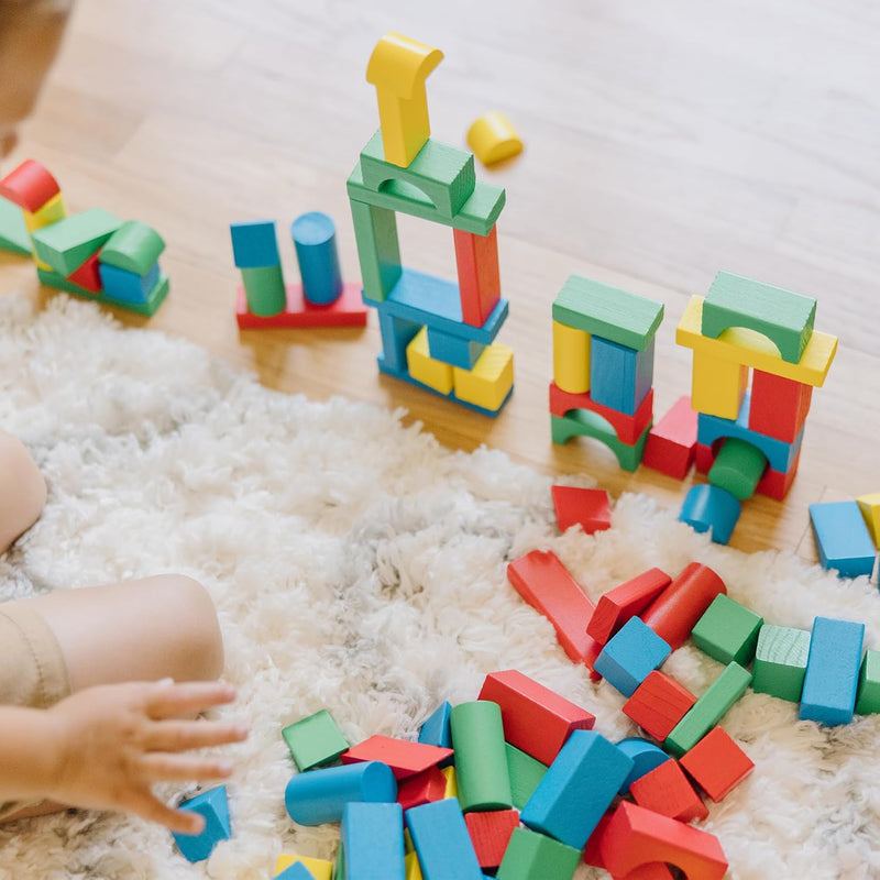 Melissa & Doug Wooden Building Blocks for Toddlers, 100-Piece Set, FSC Certified, Ages 2+