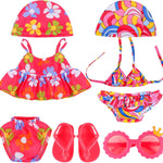 Kajaia 8 Pcs 18 Inch Doll Clothes and Accessories Summer Dolls Swimsuits Beach Playsets Include Doll Swimsuit Bikini Dress Flip Flops Hat Sunglasses Handbag Swim Accessories for 18 Inch Girl Dolls