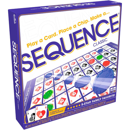 Jax SEQUENCE Game with Folding Board, Cards, and Chips for 2-12 Players, Ages 7 and Up