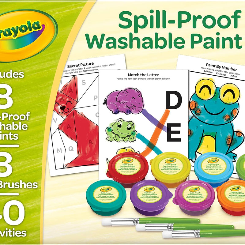 Crayola Spill Proof Paint Set (8ct), Washable Toddler Paint Kit | Screen Free Activity, Arts & Crafts Kit for Kids, Painting Gift for Toddlers, Ages 3+
