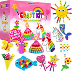 MHMYDIS First Craft Kit for Kids - 12 in 1 No Mess Creative Arts and Crafts kit for Kids Ages 4-8 - Toddler Crafts Kit Supplies - Gifts for Girls and Boys 3 4 5 6 7 8 Year Old (Rainbow)