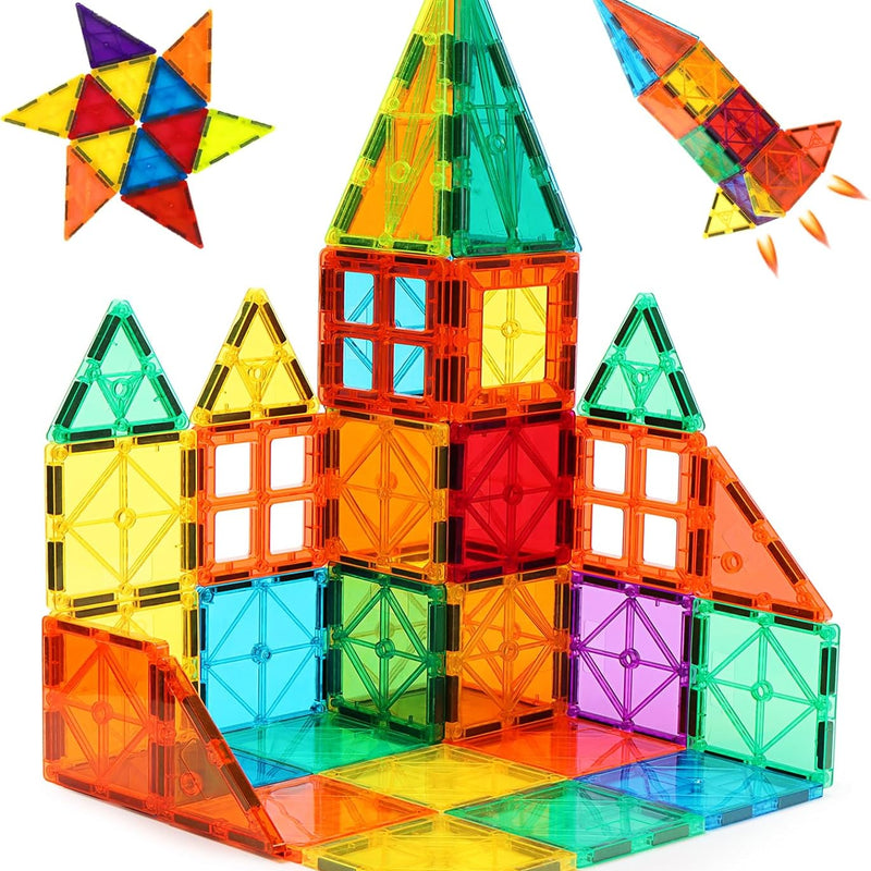 FNJO Magnetic Tiles 110PCS Magnet Building Set for Kids