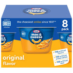 Kraft Mac and Cheese Dinner, 8 Microwaveable Cups, Original, 2.05 oz | for Easy Dinner or Dinner Sides No Artificial Flavors, Preservatives or Dyes