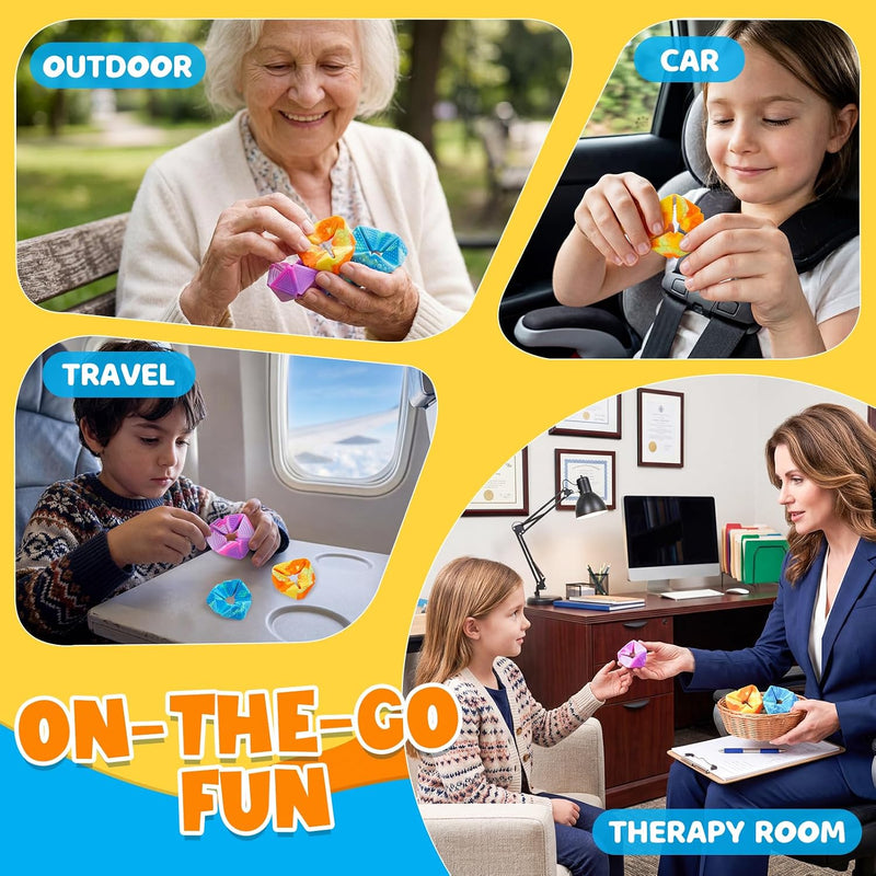 KLT Fidget Sensory Toys for Kids: 3 Pack Textured Flip Toys - Quiet Small Fidgets for Classroom Focus - Stress Relief Toys for Autism & ADHD Calm Down