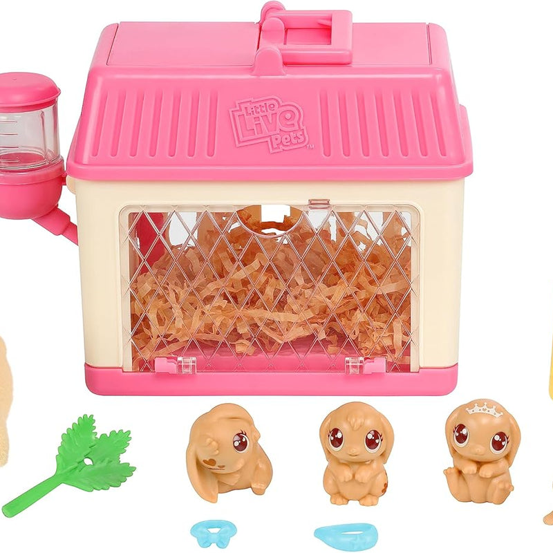 Little Live Pets Bunny Mini Interactive Live Pet Toy Set for Girls Ages 3+, 20+ Sounds, 3 Surprise Babies