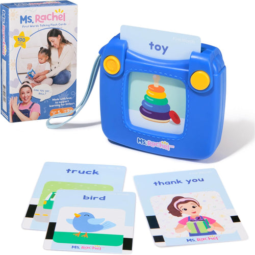 Ms. Rachel First Words Talking Flash Cards with Electronic Reader, 100 Words, Educational Toys for Ages 1-2+