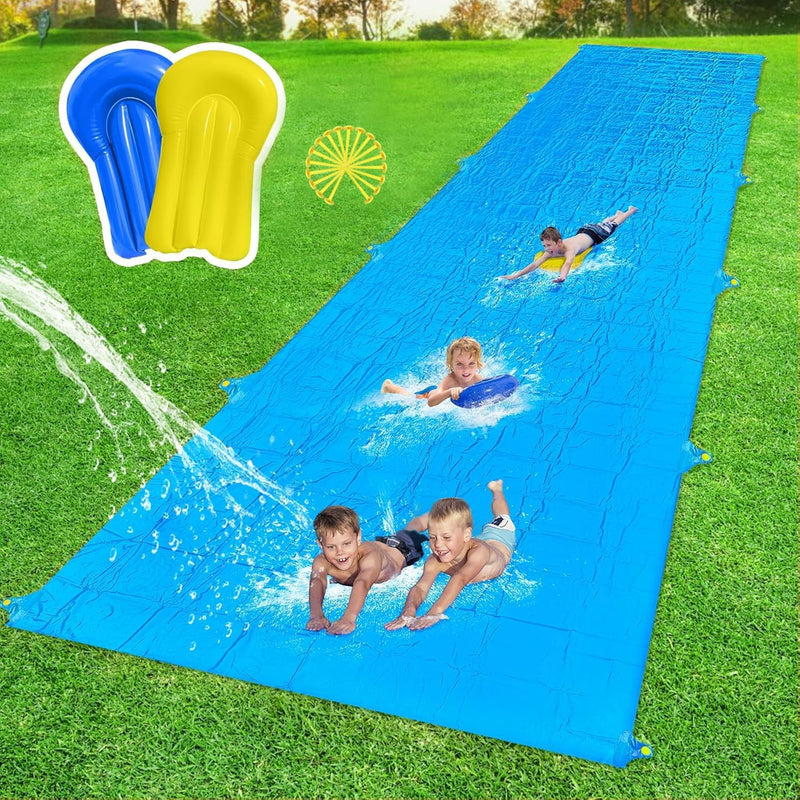 Slip Water Slide, 40FT Giant Slip Water Slides for Kids Backyard, Heavy Duty Slip and Water Slide for Kids Adults Waterslides Backyard Summer Outdoor Toys with 14 Stakes and 2 Inflatable Bodyboards