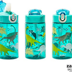 Zak Designs Dinosaur 16oz Leak-Proof Straw Kids Water Bottle, Plastic