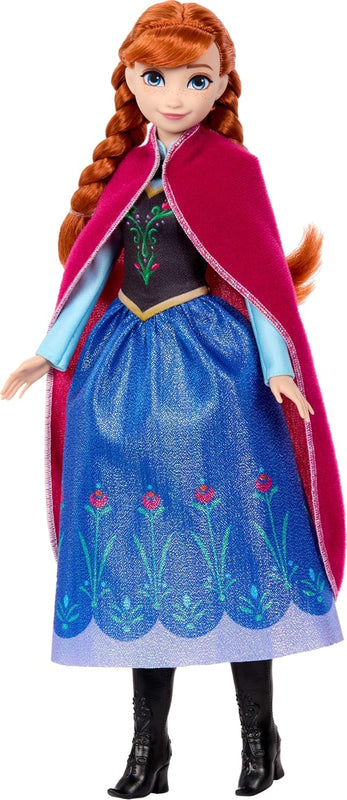 Mattel Disney Frozen Anna Fashion Doll in Sparkling Removable Dress, Cape & Boots and Braided Hair, Posable & Collectible, Inspired by Movie