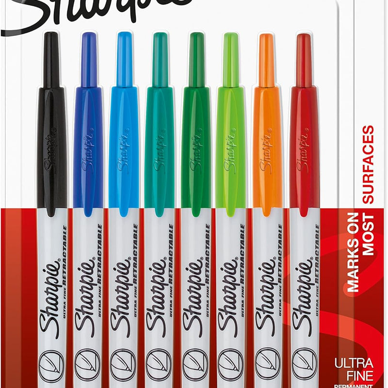 Sharpie Retractable Permanent Markers, Ultra Fine Point, 8 Count