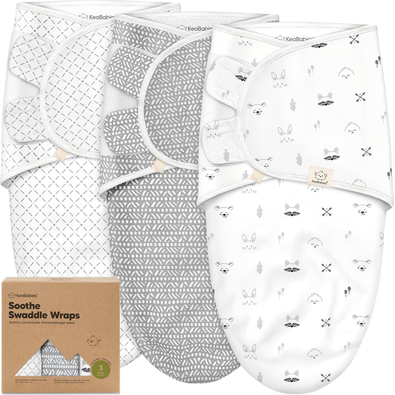 KeaBabies 3-Pack Organic Baby Swaddles for Newborns, Infant (Nordic, 0-3M) | Baby Girls, Boys, Soft Organic Cotton, Newborn Swaddle Sleep Sack, Nursery Swaddling Blankets