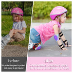 Fioday Kids Knee Pads Set with Adjustable Elbow Pads and Wrist Guard for Roller Skates Cycling Skateboard, 3-8 Years, Rainbow Unicorn