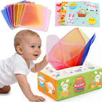 Baby Toys 6-12 Months: Baby Tissue Box 6 Month Old Montessori Toy | Pulling Play Scarf Soft Box with Crinkle Paper - Infant Sensory Toy for Babies 7 8 9 10 Month Old 1st Birthday Boy Girl Gifts