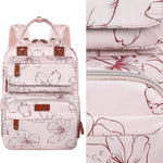 Diaper Bag Backpack, Baby Girl Diaper Bag for Mom, Large Pink Floral Diaper Bag Backpack for Girls, Waterproof Mom Backpack for Work Travel Holiday with Insulated Pockets and Stroller Straps