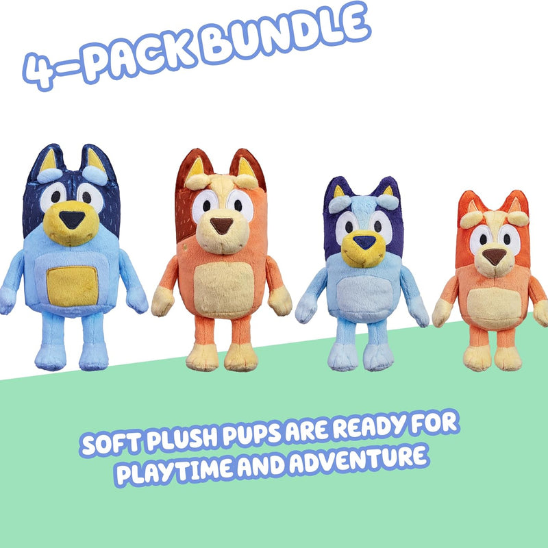 Bluey Heeler Family Stuffed Animals Set of 4, 7-8”, Soft Bingo, Bandit, and Chilli Plush Figure Toys, Cuddly Plush Toys for Kids Ages 3+