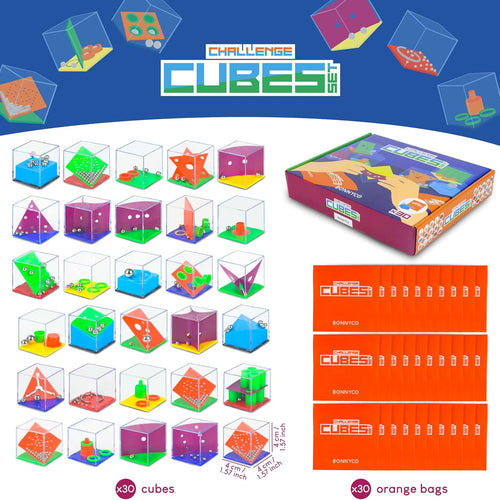 BONNYCO Brain Teaser Puzzles Cubes Kids Party Favors Pack 30. Pinata Goodie Bags Stuffers for Kids 3-5 4-8, Return Gifts for Birthday Party. Mini Puzzle Games, Classroom Prizes, Rewards Stocking
