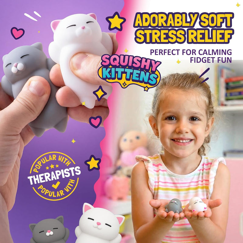 Nutty Toys Squishy Cat Set - 2" Soft Silicone Kawaii Kitties, Top Stress Relief Toy 2026 Unique Gifts for Teens Kids Women Men Adults Best Teenage Girls Teen Boy Tween Christmas Stocking Stuffers Idea