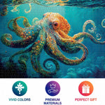 Cross & Glory | Jigsaw Puzzles 1000 Pieces for Adults | Deep Blue Octopus Odyssey | Ocean Octopus Puzzles for Adults | Challenging Brain Teaser Ocean Puzzle | 20 x 27 Inches