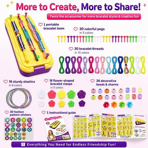 DDAI Arts and Crafts for Kids Age 8-12 Friendship Bracelet Making Kit for Girls - Best Birthday Gifts Ideas for Girl 7 9 10 11 Year Old - Popular Bracelets String Maker Toys Set