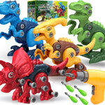 Blue, Red, Yellow, Green Dinosaur Building Kit for Kids, STEM Educational Construction Toy, Ages 3-7
