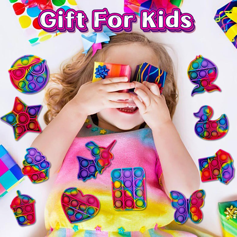 14 Pack Pop Fidget Sensory Toys Party Favors for Kids 4-8 8-12 Year Boys Girls Mini Fidget Toy Bulk Bubbles Popper for Easter Basket Stuffers Stress Toy for Birthday Party Favors Toddler Toys