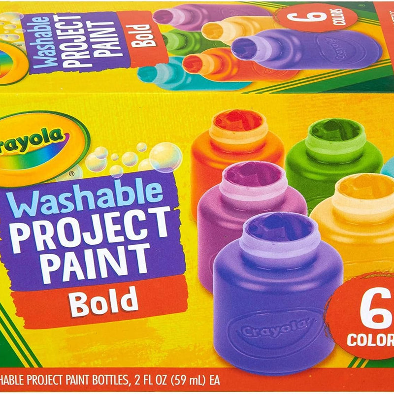 Crayola washable kids paint 6ct, school supplies for toddlers, ages 3+