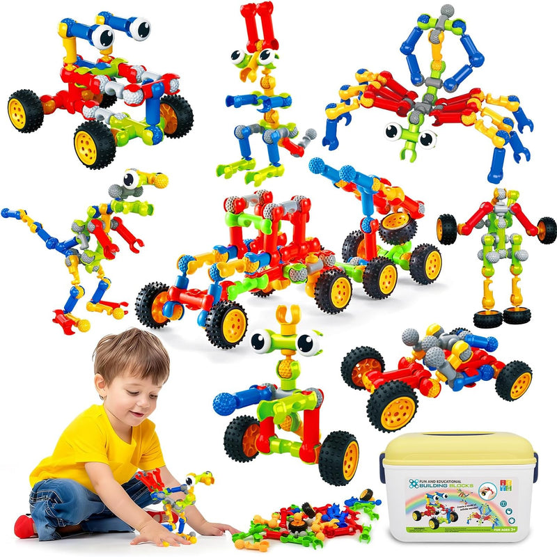 170 Pcs Building Toys for Kids Ages 4-8 with Toy Box Storage, Idea Guide, Building Blocks STEM Toys for 3 4 5 6 7 8 9 Year Old Creative Kids Activity, Christmas Birthday Gifts for Boys Girls