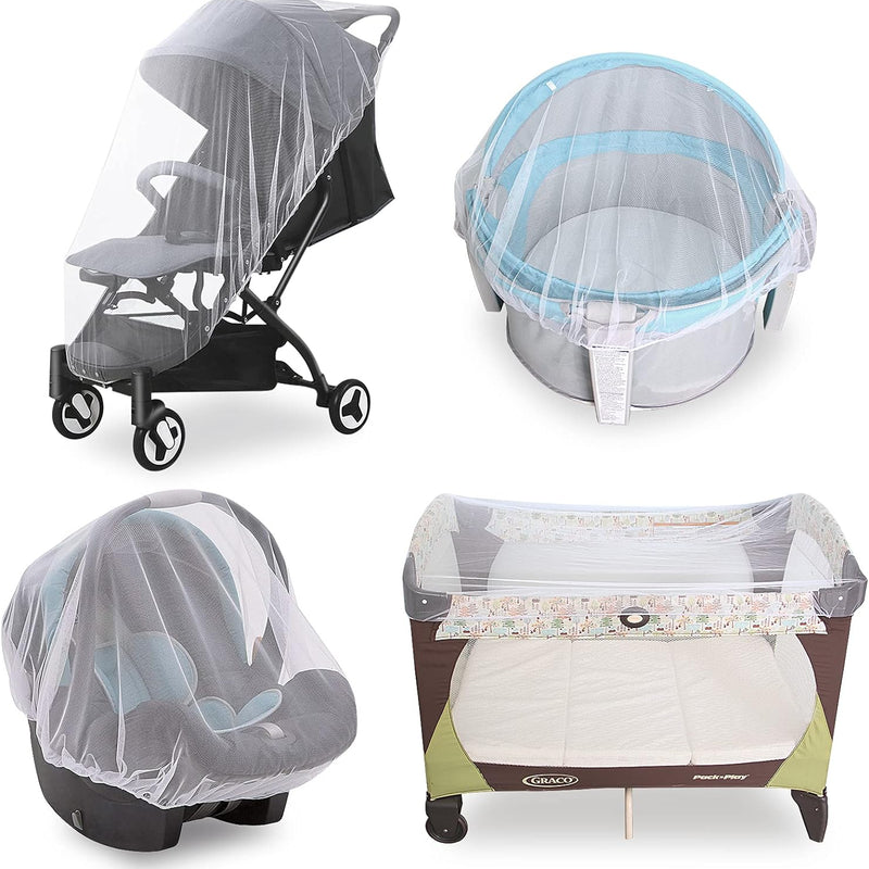 Baby Mosquito Net for Stroller, Bug Net and Mesh Protection,White | Reusable Portable Baby Insect Netting for Stroller, Playards, Pack N Plays and Portable Mini Crib