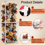 Large Stuffed Animal Storage Organizer, Creative PVC Stuffed Animals Storage Zoo Cage, Vertical Space Saving Large Capacity Plush Toy Zoo Holder for Kidroom Playroom-White