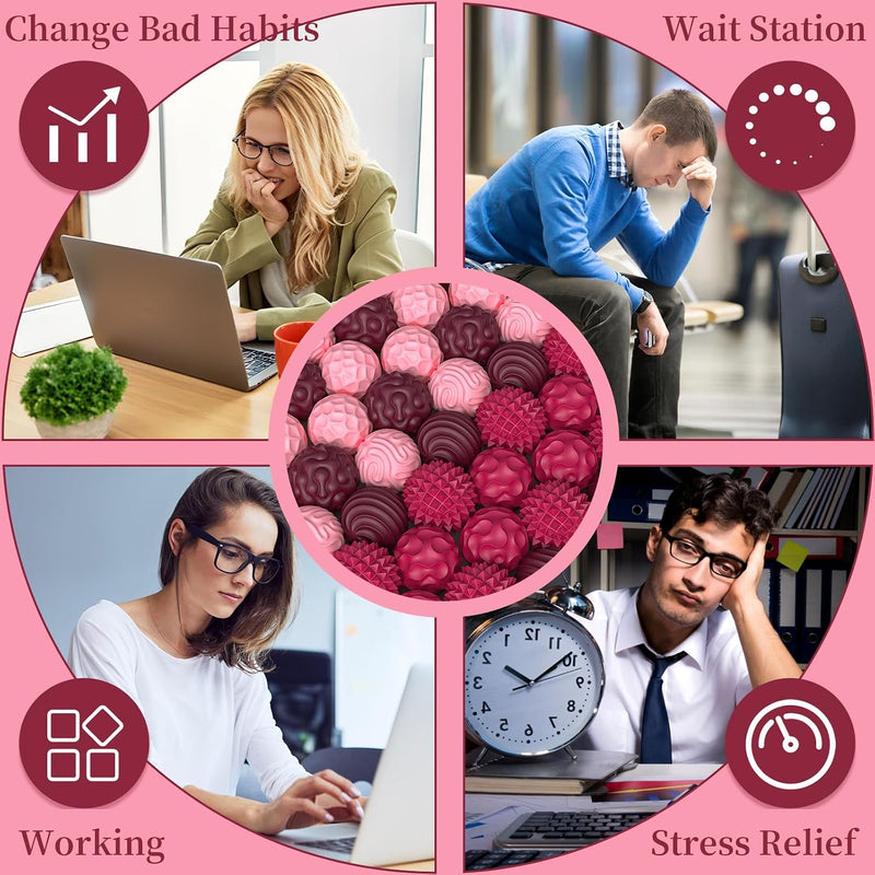 Silicone Magnetic Balls, Fidget Toys for Adults & Teens, 6PCS Stress Balls Sensory Toy, Quiet Magnet Desk Fidgets with Textured, ADHD Anxiety Relief Items, Fun Stocking Suffers Gifts (Red)