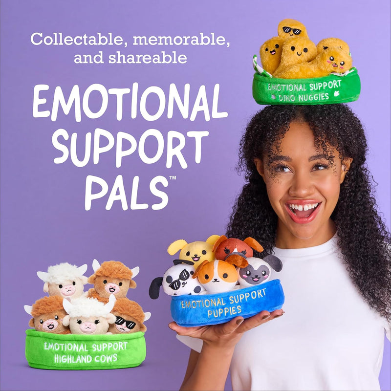 Emotional Support Highland Cows by Relatable, Cuddly Stuffed Animals, Plushies, and Cute Stuff, Great Gift Ideas for Loved Ones of All Ages, Includes 5 Toys with Carrying Basket