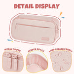 SUNEE Cute Pencil Case, Large Capacity Pencil Pouch, Big Storage Organizer for Stationery, Zipper Pen Bag, Back to School Supplies, Office Organizer Makeup Bag, for Teen Girl Boy Men Women, Pink