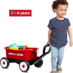 radio flyer push & pull walker wagon with garden tools, red, for kids 1-4 years old