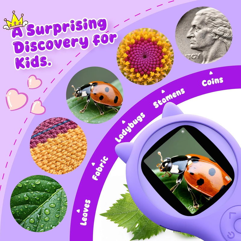 Ashfly Portable Microscope for Kids with 2-inch IPS Screen and 1080P Autofocus Imaging Technology