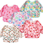 PandaEar 5 Pack Baby Long Sleeve Bibs| Waterproof Full Sleeve Bib for Baby Infant Toddler 6-36 Months
