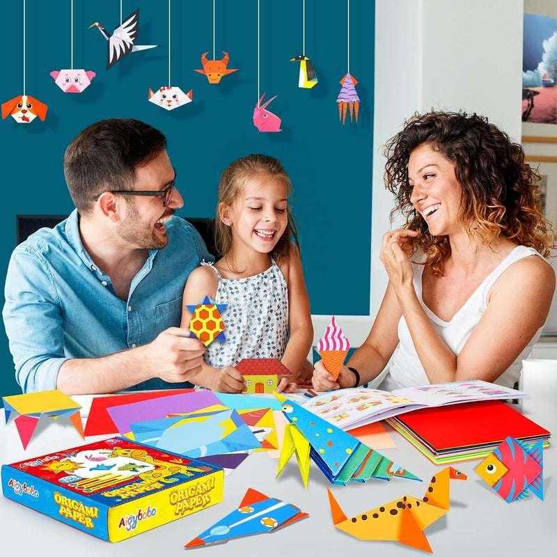 Origami Paper Set, 308PCS Kids Craft Paper Kit with Instructional Book for Girls Age 6,7,8,9,10,11,12, Art Projects Supplies for School Class Craft Lessons- Christmas Birthday Gifts for Boys&Girls