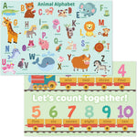 Bright Seed Disposable Placemats for Baby & Toddlers, Learning Mat- Animal1 | 40 Disposable Placemats, ABC, Numbers & Animal Learning, Perfect for Restaurants & Travel, Helps Keep Tables Clean