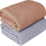 Muslin Swaddle Blankets for Newborn, 2 Pack Breathable Soft Receiving Blanket, Large 41 x 41 inches Swaddle Wrap Burping Clothes, Essentials Infant Shower Items. (Beige & Coffee)